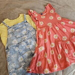 Floral Pink and Yellow Kids Dress Set